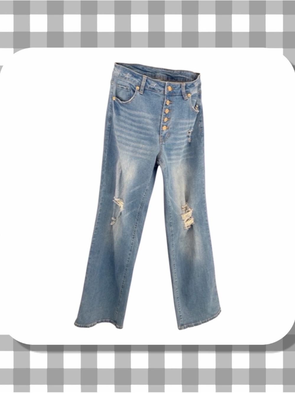 SHEIN Five Pocket GoldButton Fly  Women's Distressed Size 30  Flared Jeans